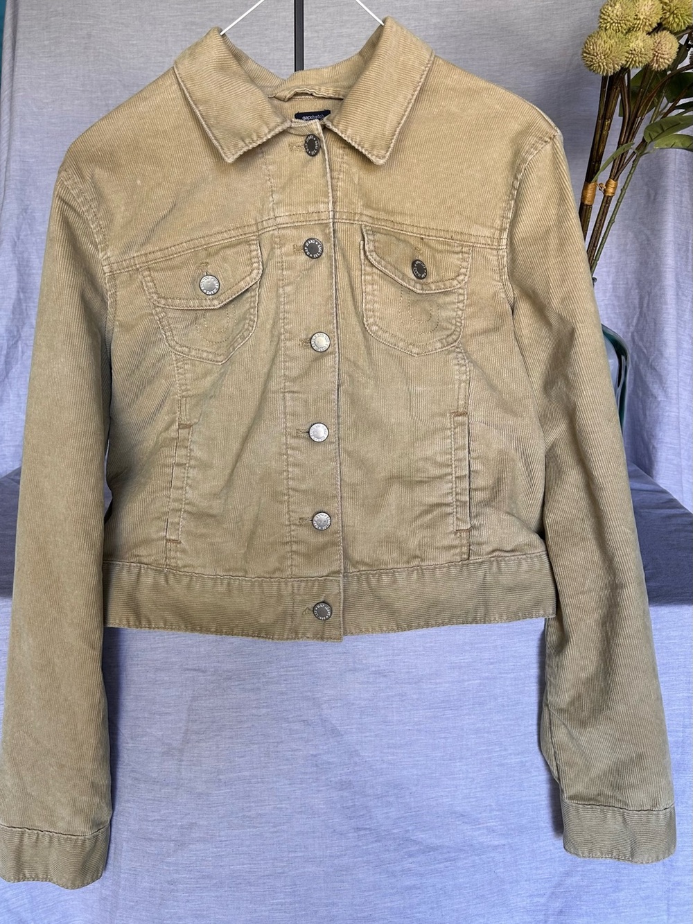 GAP Cropped Corduroy Jacket — Light Tan